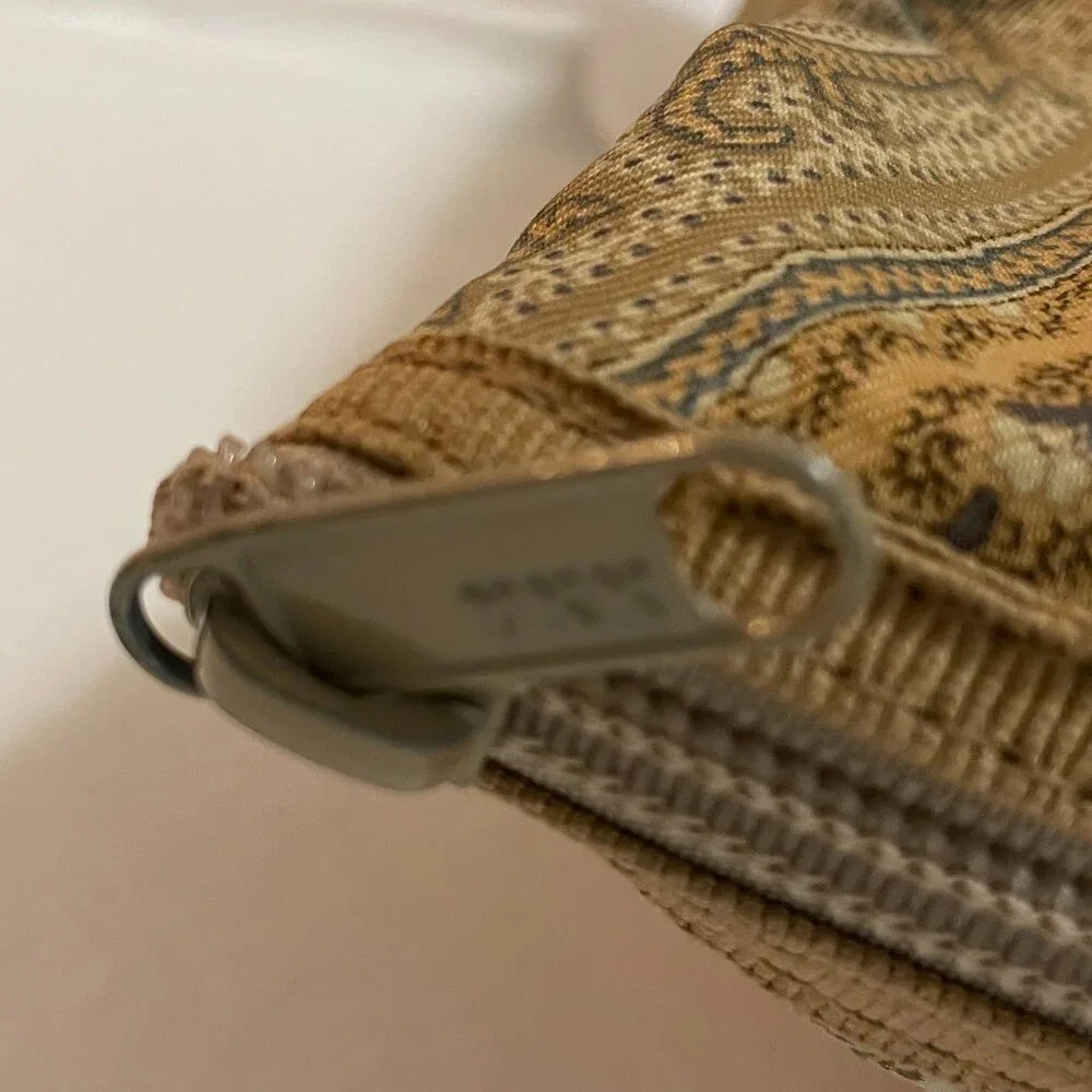 Vintage ETRO Profumi Double Handle Tote Bag in Paisley Beige Gold Nylon EUC - Picture 10 of 13